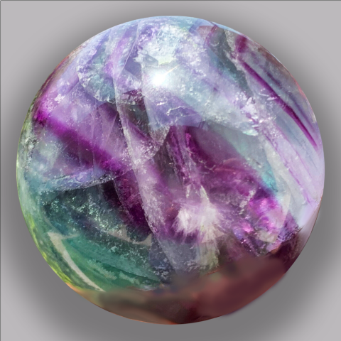 FLUORITE Polychrome sphre, 357 g.,  60 mm.