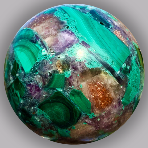 MALACHITE sphre 199 g,  53 mm..